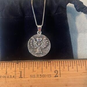 Sterling silver Guardian Angel pendent with 9”sterling silver chain.